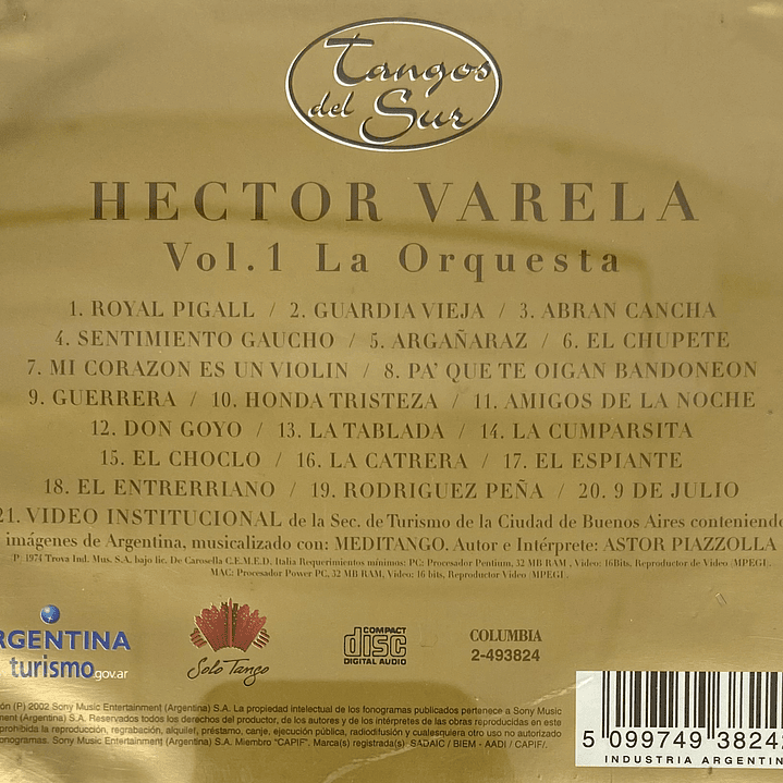 HECTOR VARELA - VOL. 1 - TANGOS DEL SUR / CD USADO 2