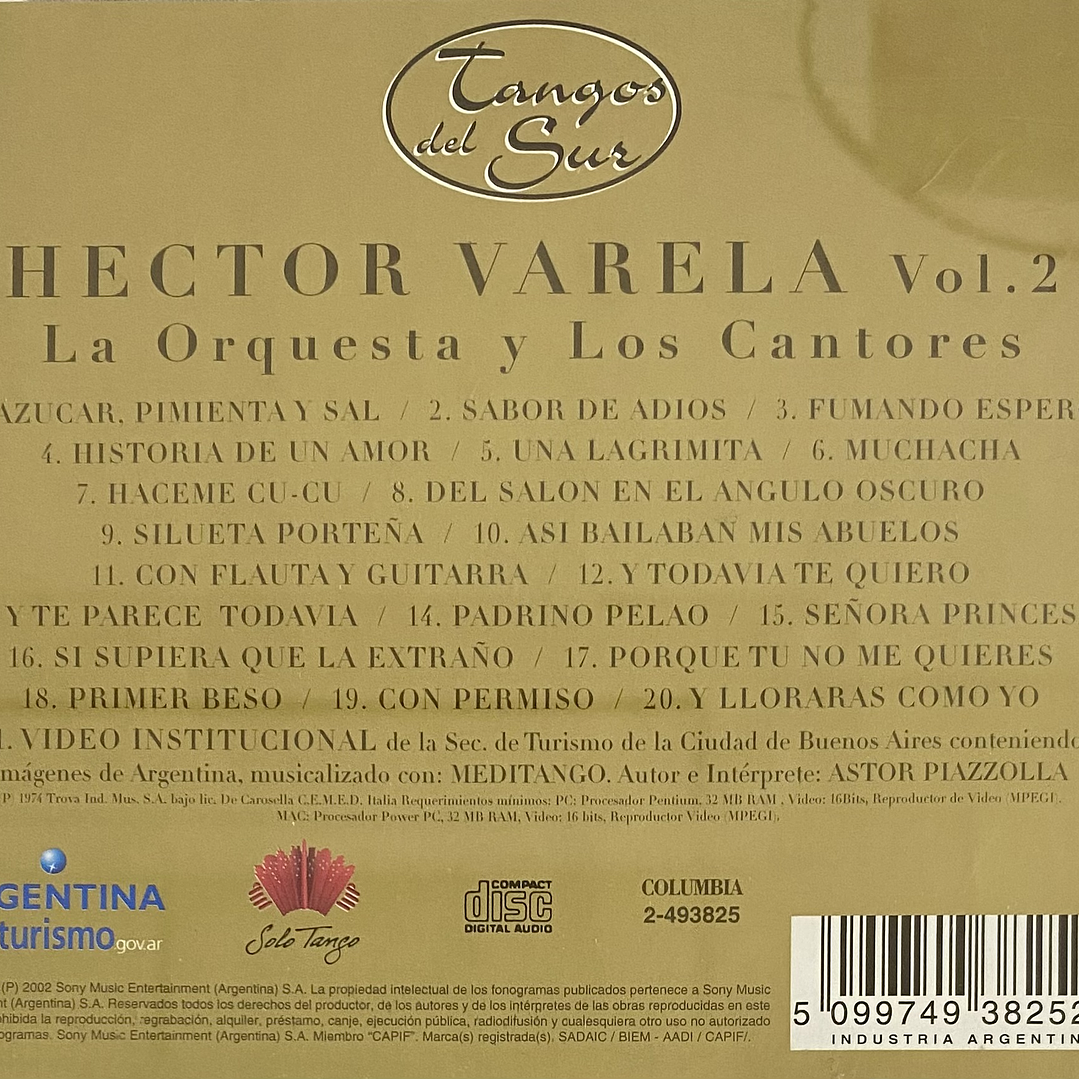 HECTOR VARELA - VOL. 2 - TANGOS DEL SUR / CD USADO 2