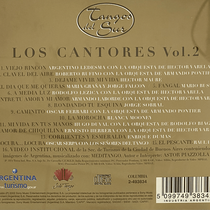 LOS CANTORES  - VOL. 2 - TANGOS DEL SUR / CD USADO 2