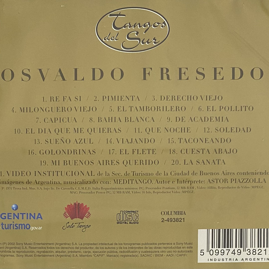 OSVALDO FRESEDO - TANGOS DEL SUR / CD USADO 2