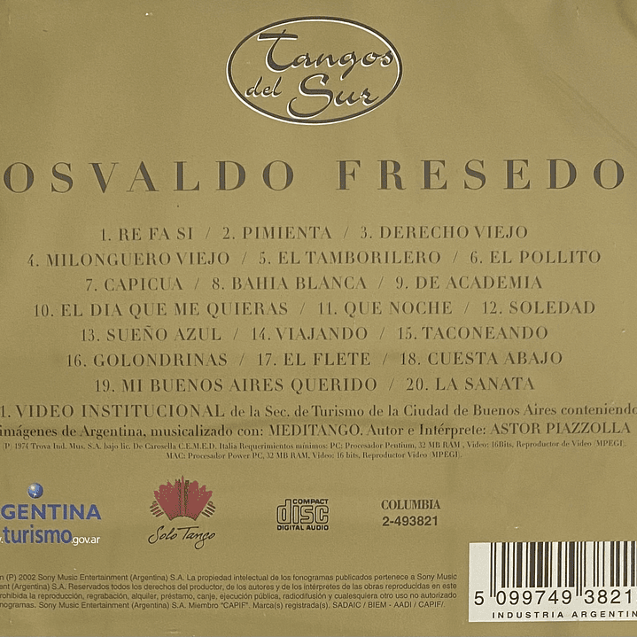 OSVALDO FRESEDO - TANGOS DEL SUR / CD USADO 2