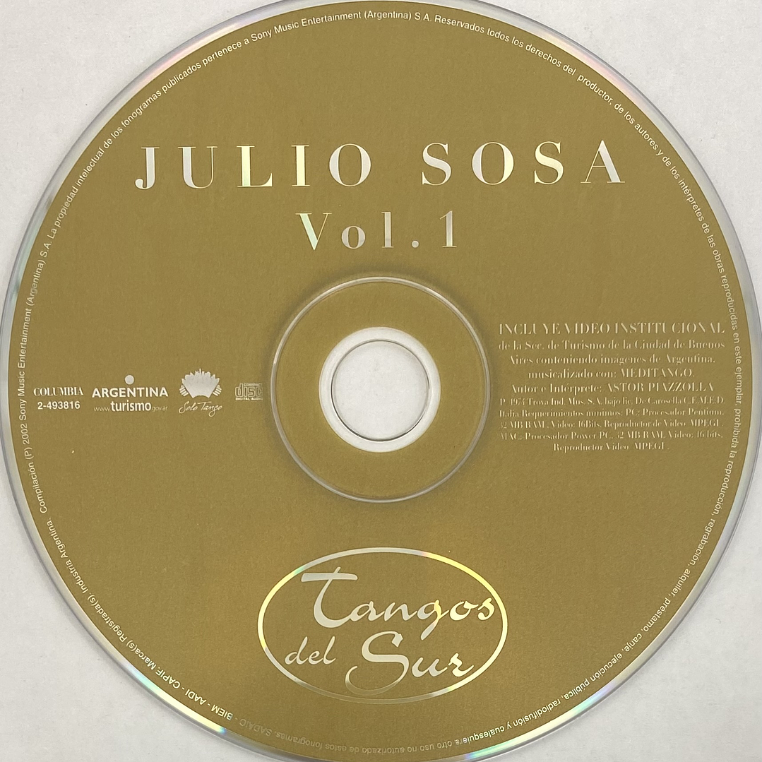 JULIO SOSA - VOL. 1 - TANGOS DEL SUR / CD USADO 3