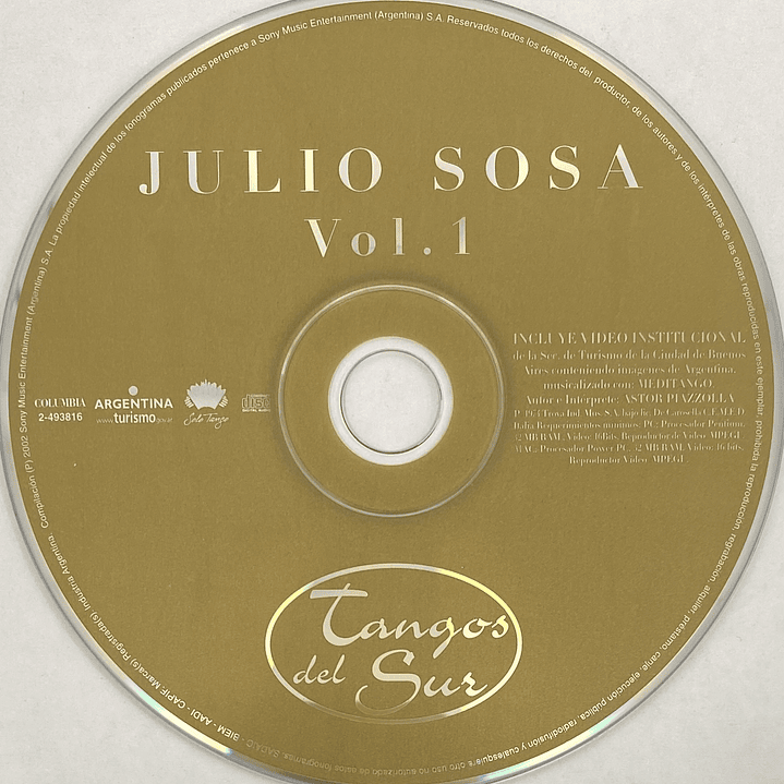 JULIO SOSA - VOL. 1 - TANGOS DEL SUR / CD USADO 3