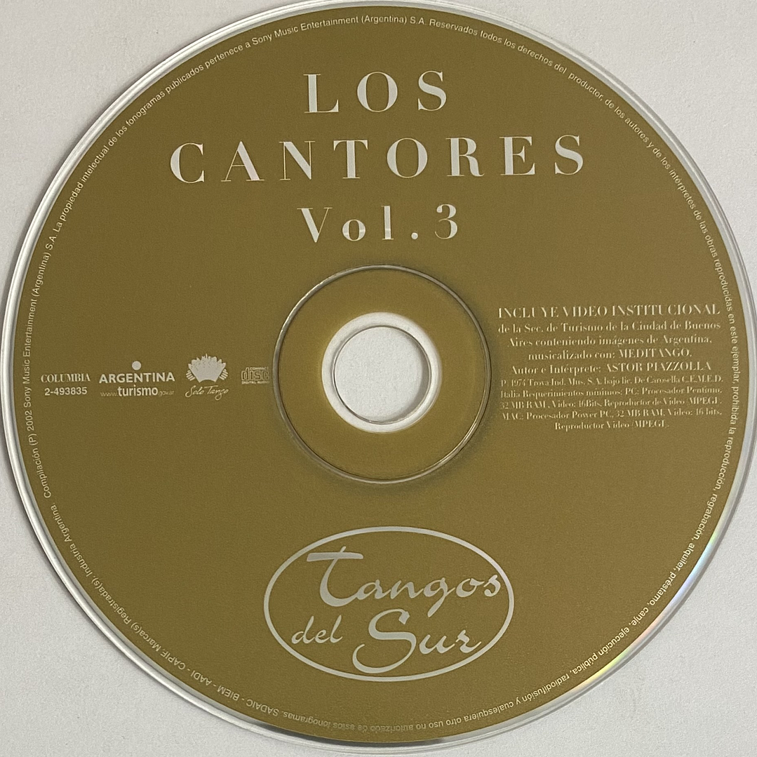LOS CANTORES  - VOL. 3 - TANGOS DEL SUR / CD USADO 3