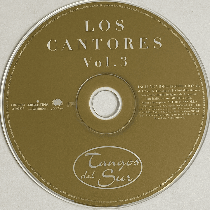 LOS CANTORES  - VOL. 3 - TANGOS DEL SUR / CD USADO 3