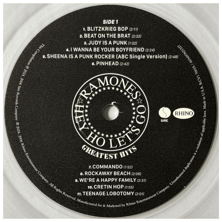 RAMONES - GREATEST HITS (CLEAR VINYL) / VINILO 7