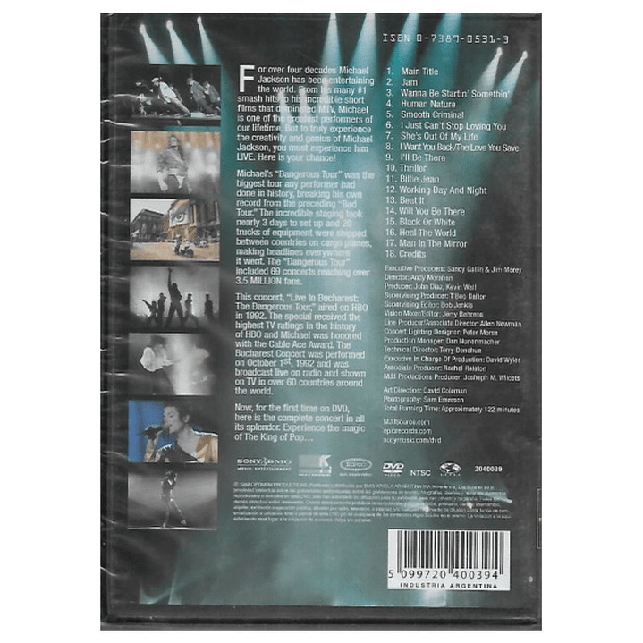 MICHAEL JACKSON - LIVE IN BUCHAREST: THE DANGEROUS TOUR / DVD USADO 2