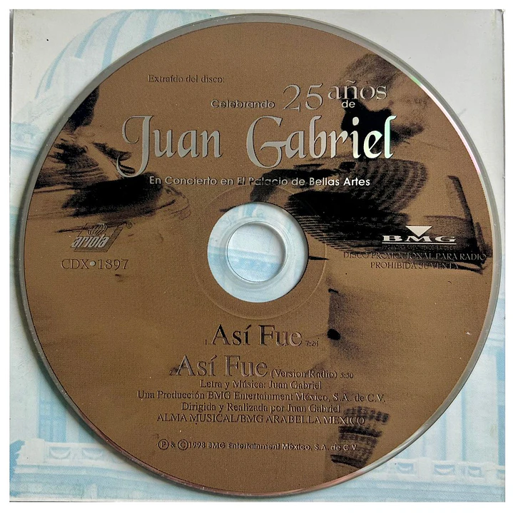 JUAN GABRIEL - ASI FUE (PROMO) / CD SINGLE USADO 3