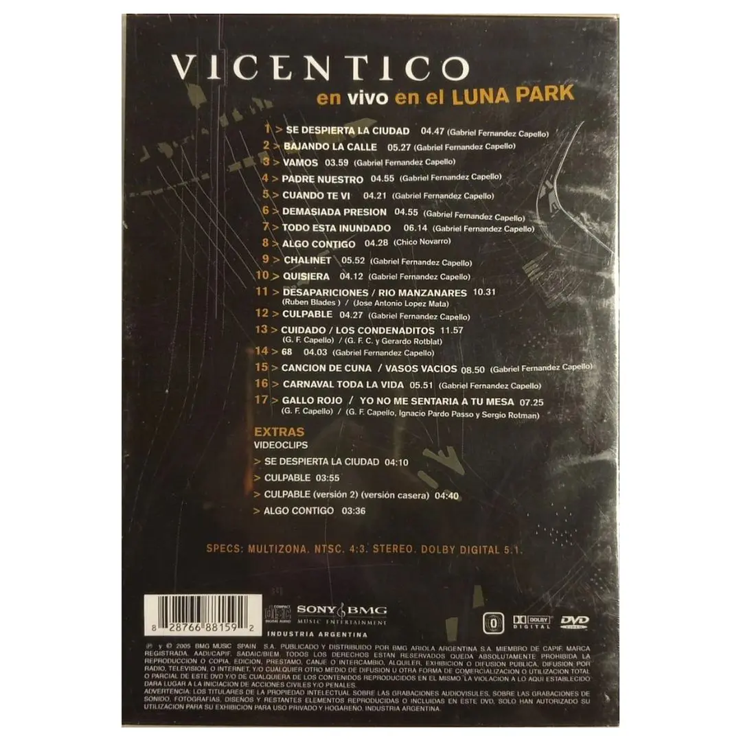 VICENTICO - EN VIVO EN EL LUNA PARK / DVD 2