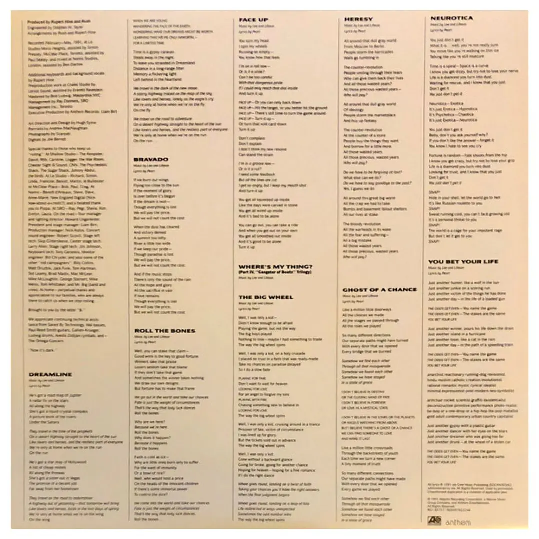 RUSH - ROLL THE BONES / VINILO 5