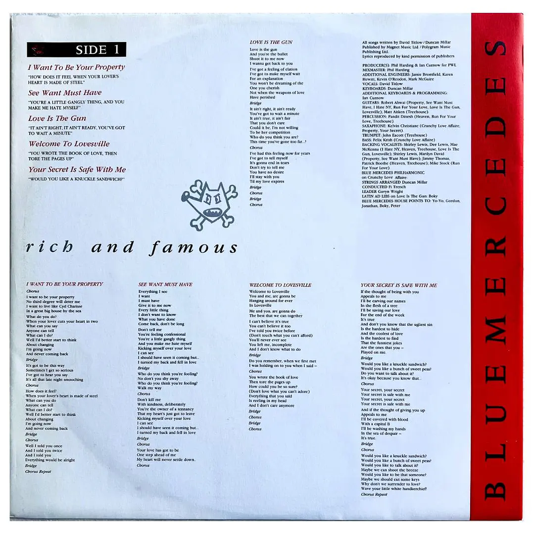 BLUE MERCEDES - RICH AND FAMOUS / VINILO USADO 3