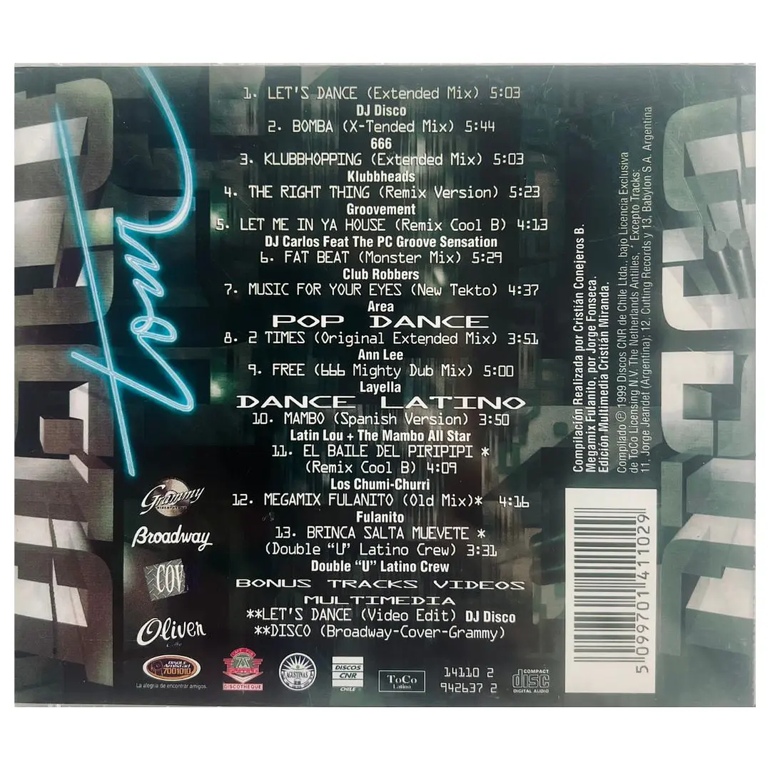 DISCO TOUR - GRAMMY BROADWAY COVER / CD USADO 2