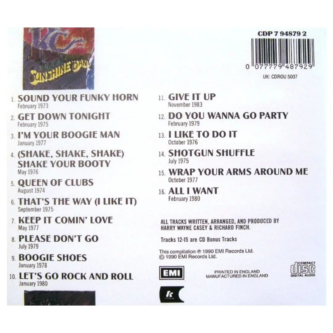 KC & THE SUNSHINE BAND - THE BEST OF (UK 1990) / CD USADO 6