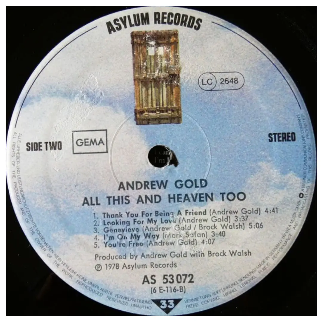 ANDREW GOLD - ALL THIS AND HEAVEN TOO / VINILO USADO 6