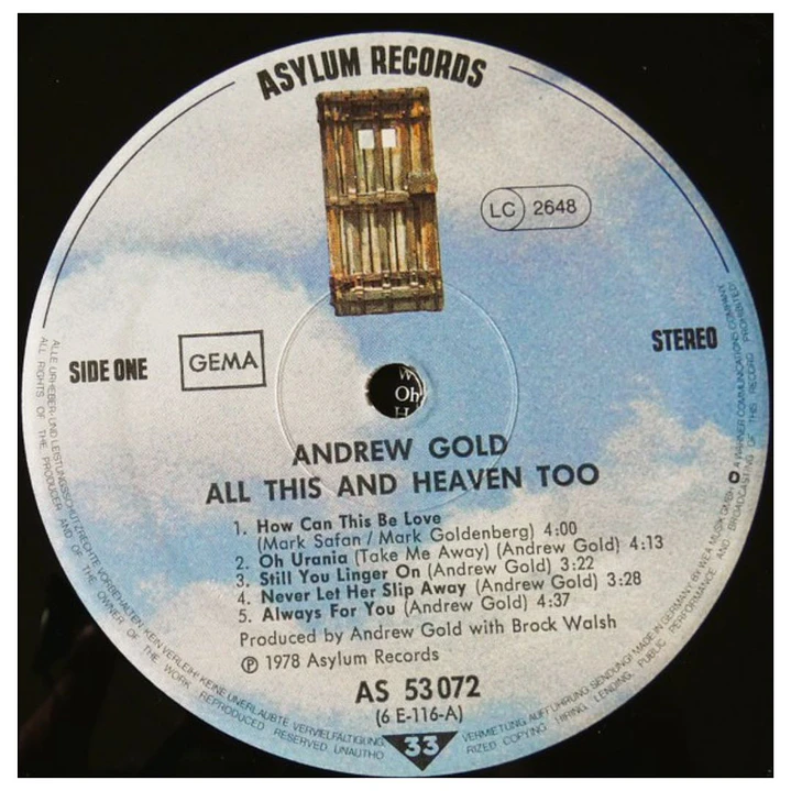 ANDREW GOLD - ALL THIS AND HEAVEN TOO / VINILO USADO 5