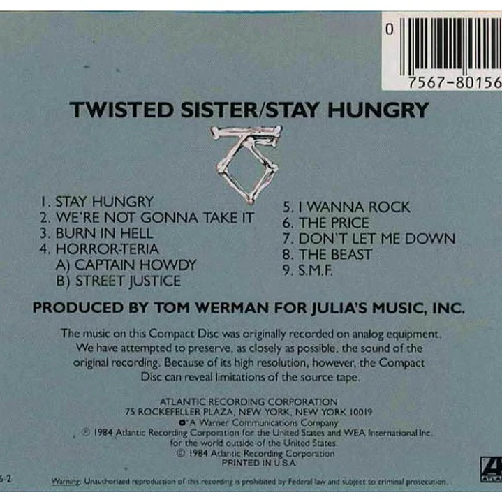 TWISTED SISTER - STAY HUNGRY / CD 2