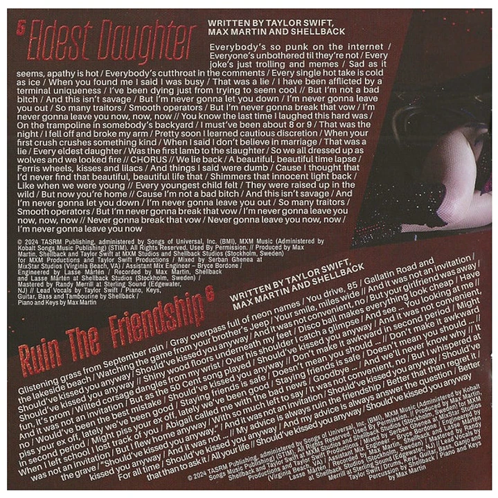 TAYLOR SWIFT - THE LIFE OF A SHOWGIRL / CD 7