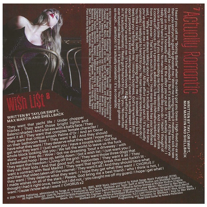 TAYLOR SWIFT - THE LIFE OF A SHOWGIRL / CD 8