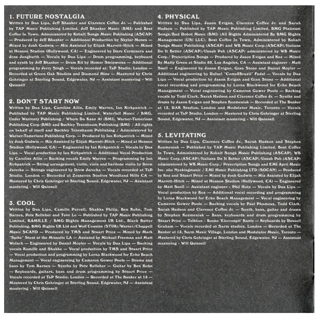 DUA LIPA - FUTURE NOSTALGIA - THE MOONLIGHT EDITION / CD 2