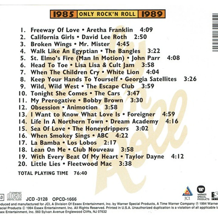 ONLY ROCK 'N' ROLL 1985-1989 - VARIOUS / CD 3