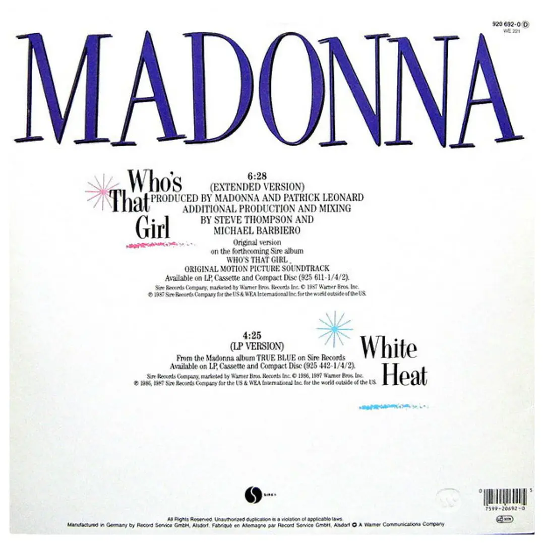 MADONNA - WHO'S THAT GIRL (EXTENDED VERSION) / 12