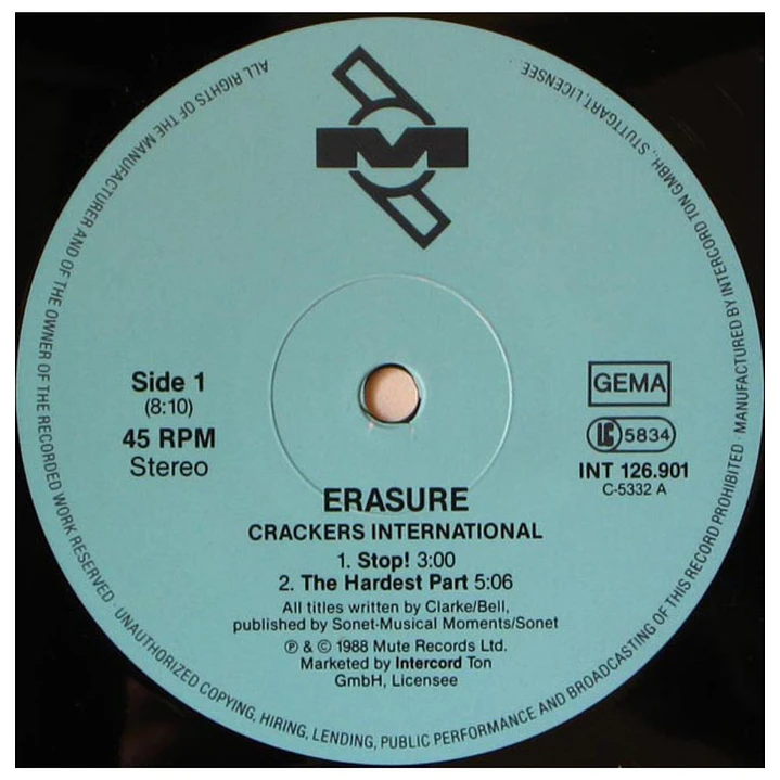 ERASURE - CRACKERS INTERNATIONAL EP / 12