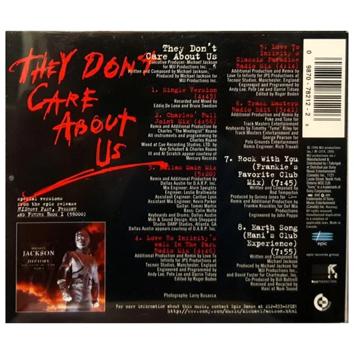 MICHAEL JACKSON - THEY DON'T CARE ABOUT US/YOU ARE NOT ALONE / CD SINGLE USADO 2
