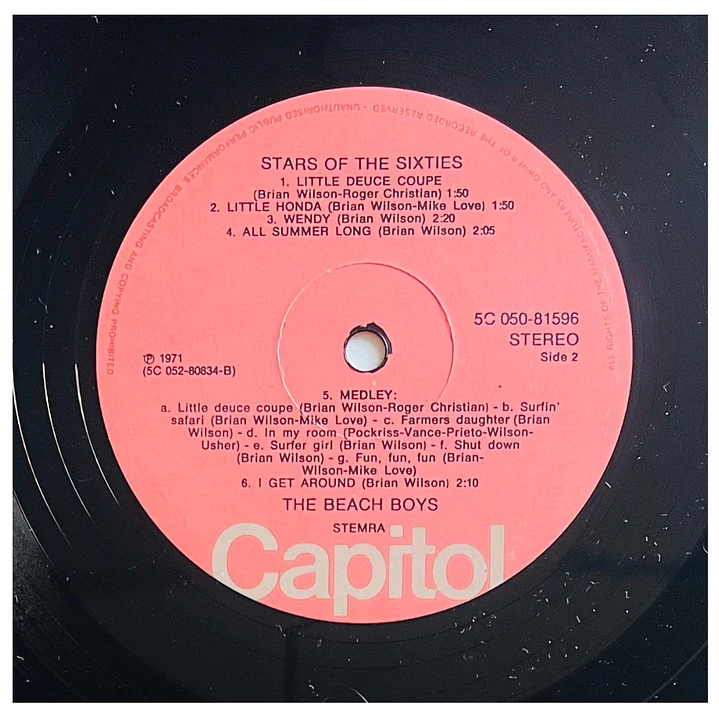 THE BEACH BOYS - STARS OF THE SIXTIES / VINILO USADO 4