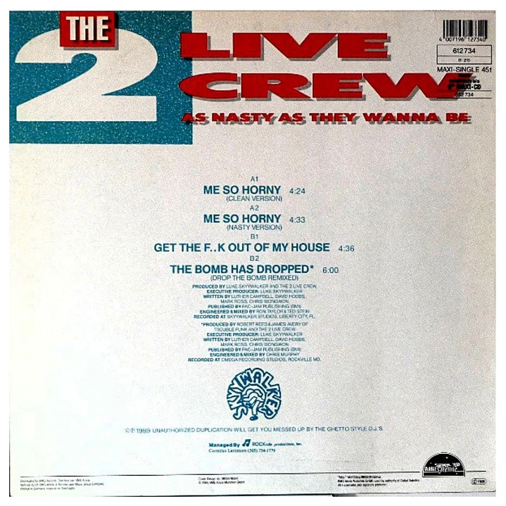 2 LIVE CREW - ME SO HORNY / 12