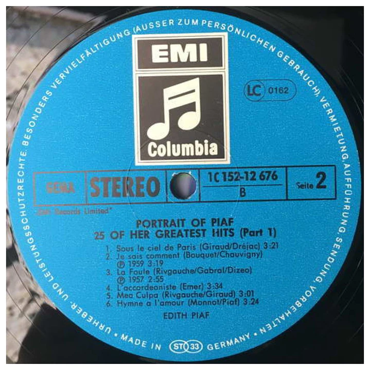 EDITH PIAF - 25 GREATEST HITS (2LP) / VINILO USADO 5