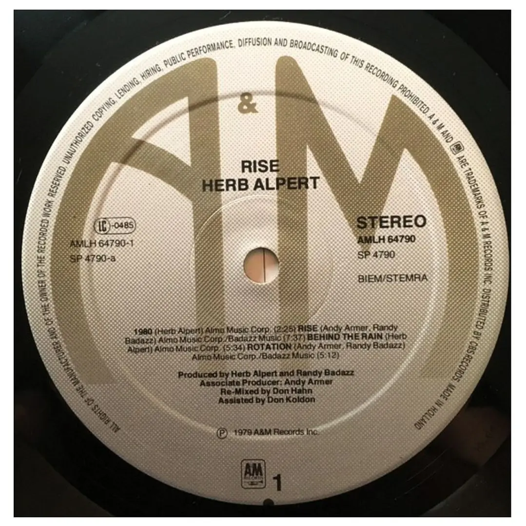 HERB ALPERT - RISE (ALBUM) / VINILO USADO 5