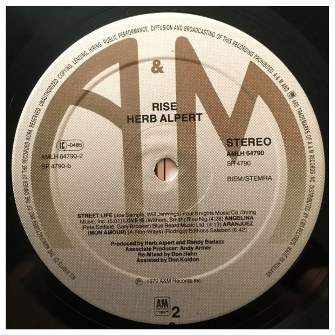 HERB ALPERT - RISE (ALBUM) / VINILO USADO 6