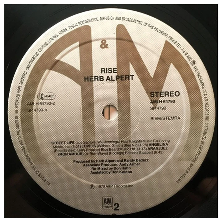 HERB ALPERT - RISE (ALBUM) / VINILO USADO 6