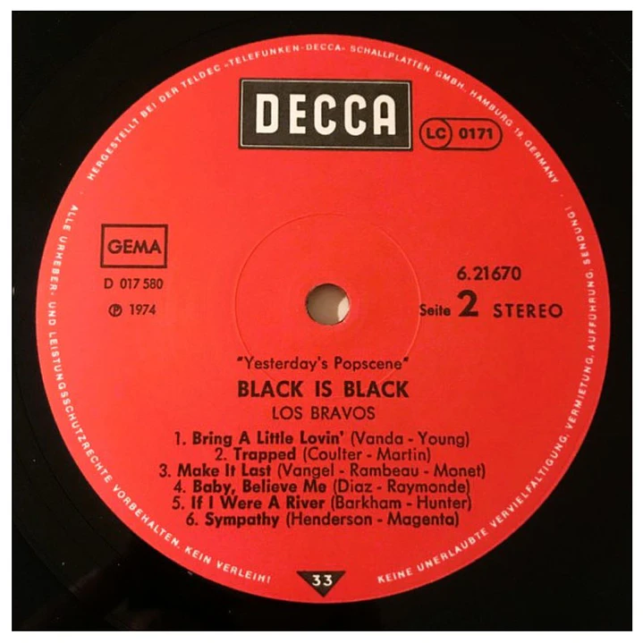 LOS BRAVOS - BLACK IS BLACK / VINILO USADO 4