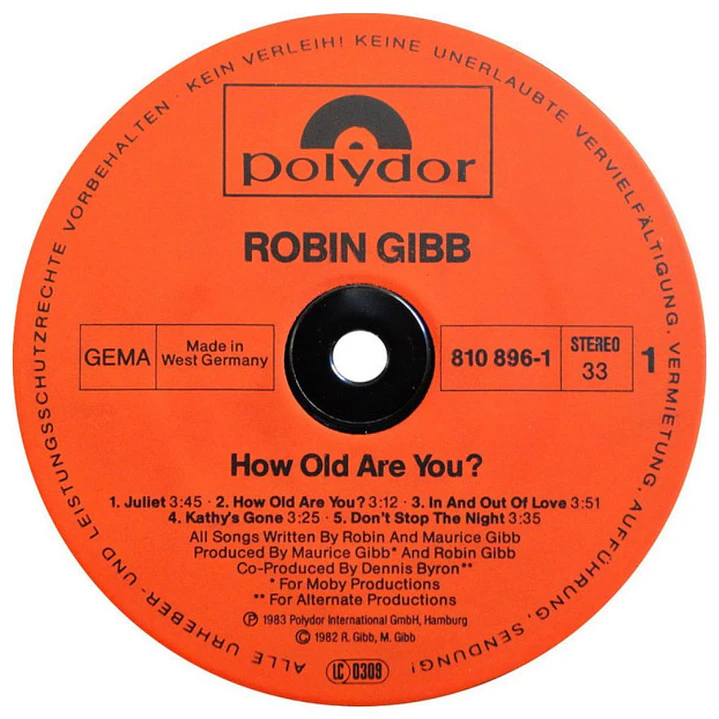 ROBIN GIBB - HOW OLD ARE YOU? / VINILO USADO 3