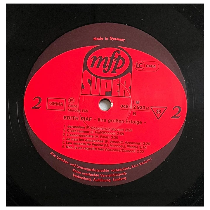 EDITH PIAF - HER GREATEST HITS / VINILO USADO 5