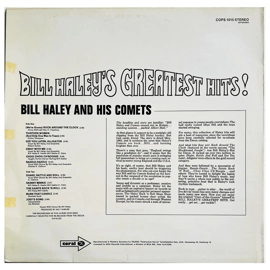 BILL HALEY AND HIS COMETS - GREATEST HITS / VINILO USADO 2