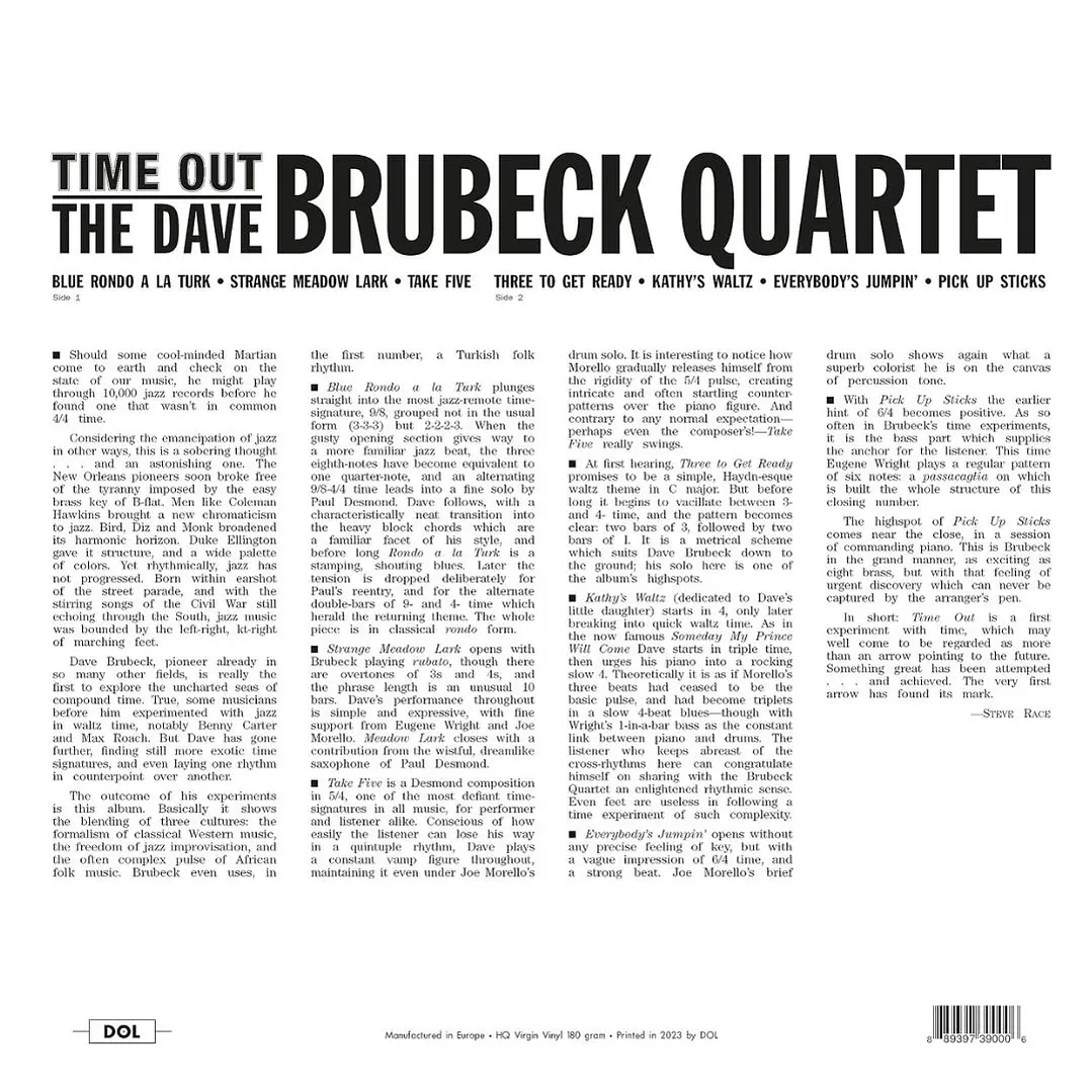 DAVE BRUBECK QUARTET - TIME OUT / VINILO 2