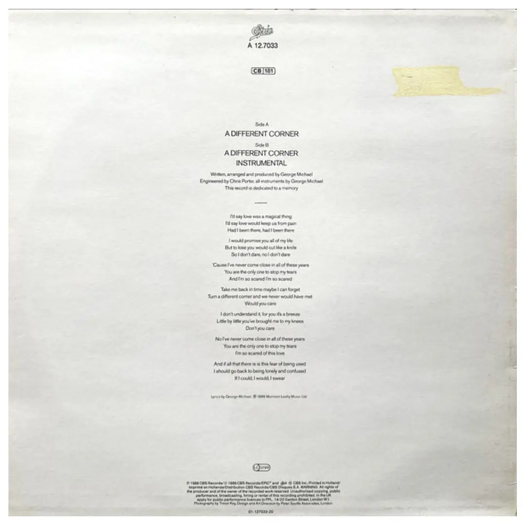 GEORGE MICHAEL - A DIFFERENT CORNER / 12