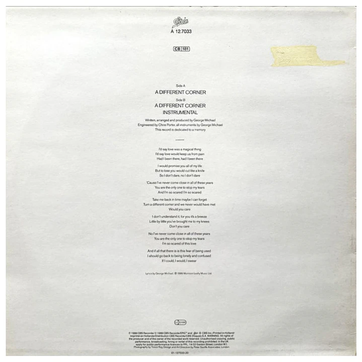 GEORGE MICHAEL - A DIFFERENT CORNER / 12