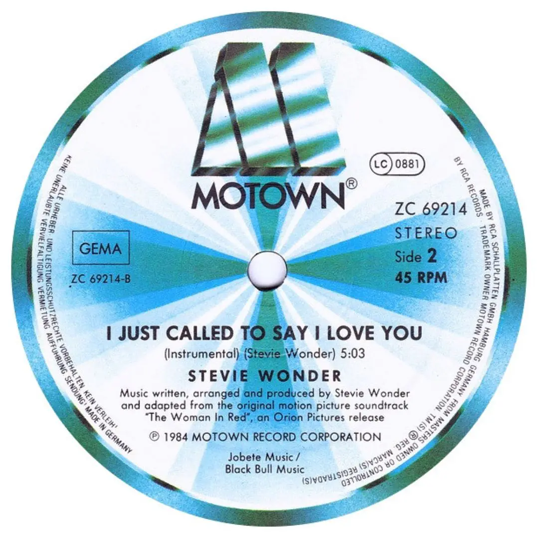 STEVIE WONDER - I JUST CALLED TO SAY I LOVE YOU / 12