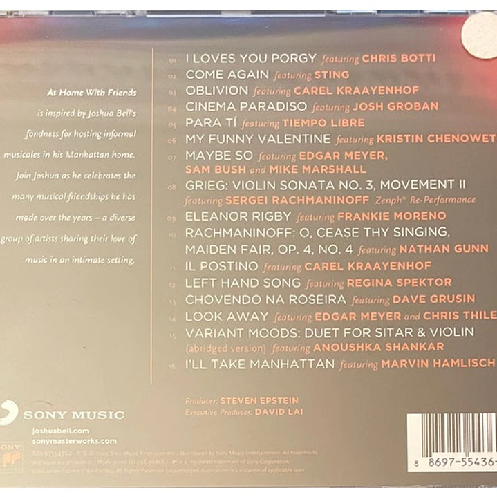 JOSHUA BELL - AT HOME WITH FREINDS / CD USADO 3
