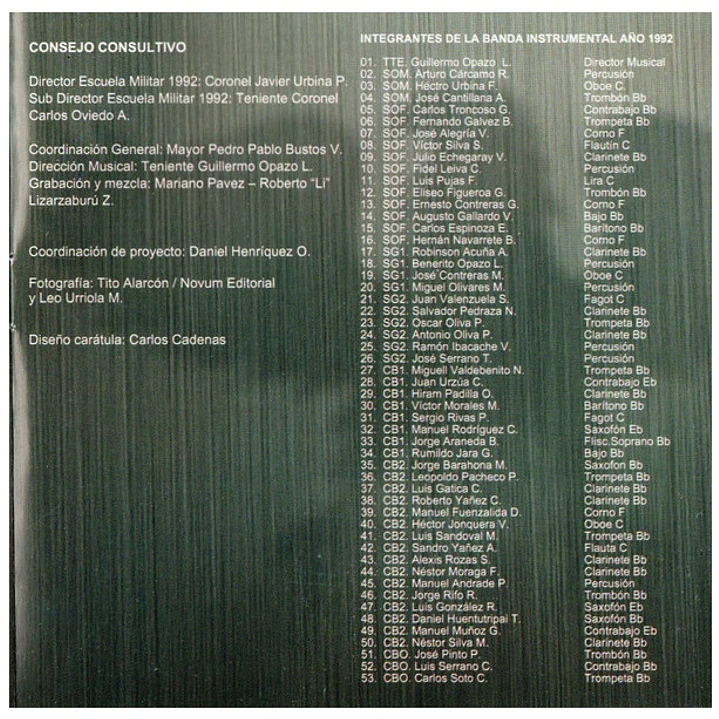 GRAN PARADA - BANDA INSTRUMENTAL ESCUELA MILITAR DEL LIBERTADOR BERNARDO O'HIGGINS / CD USADO 9