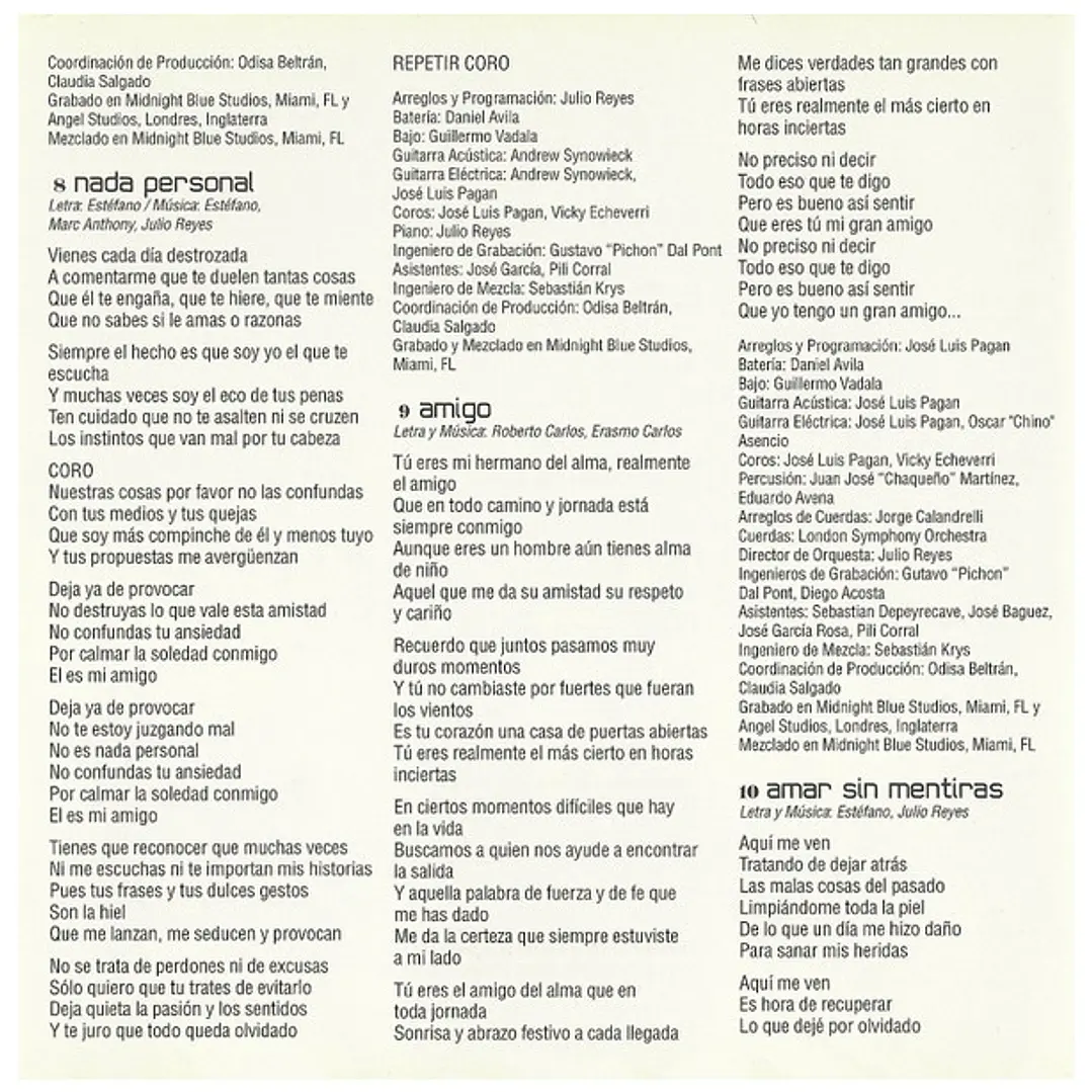 MARC ANTHONY - AMAR SIN MENTIRAS / CD USADO 8