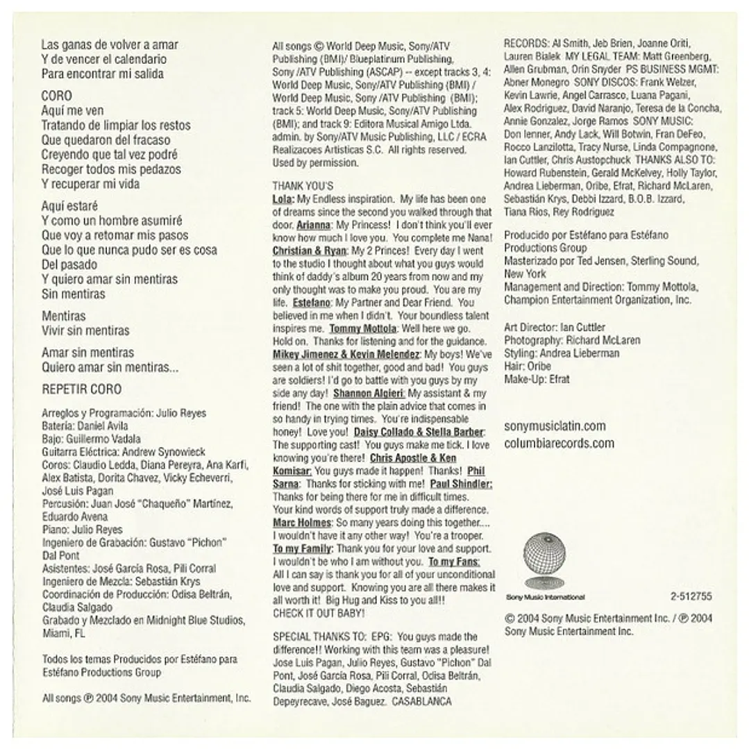 MARC ANTHONY - AMAR SIN MENTIRAS / CD USADO 9