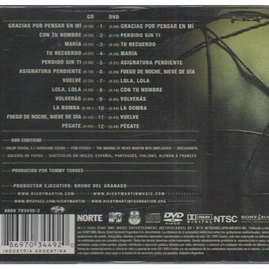 RICKY MARTIN - UNPLUGGED (CD+DVD) / CD USADO 2