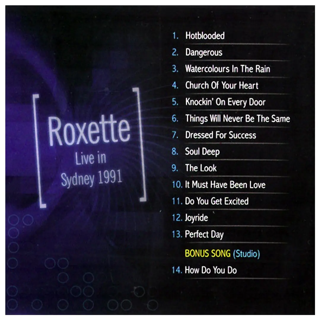 ROXETTE - LIVE IN SYDNEY 1991 / CD USADO 2