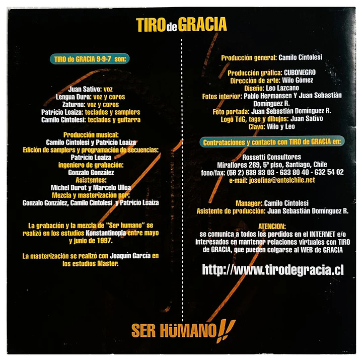 TIRO DE GRACIA - SER HUMANO!! (MADE IN USA 1999) / CD USADO 6