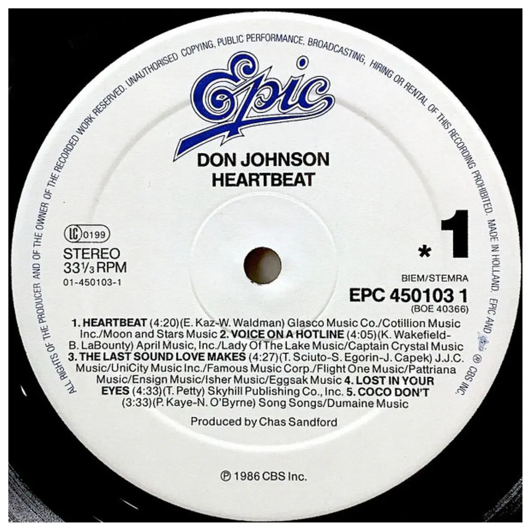 DON JOHNSON - HEARTBEAT / VINILO USADO 7