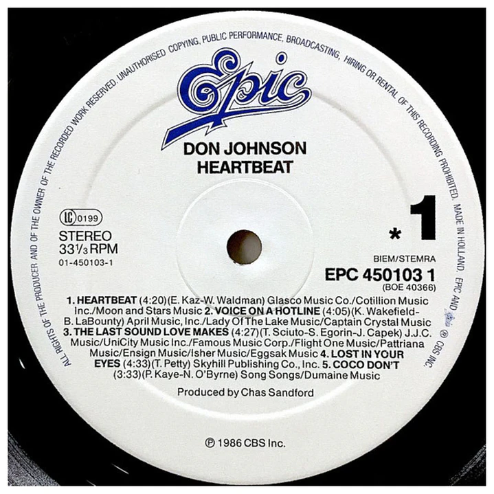 DON JOHNSON - HEARTBEAT / VINILO USADO 7